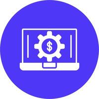 Laptop Money Glyph Multi Circle Icon vector