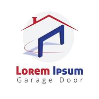 Residential house 3D looking garage doors icon logo illustration with dummy text for multi purpose use. vector