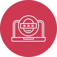 Security Laptop Faceprint Line Multi Circle Icon vector