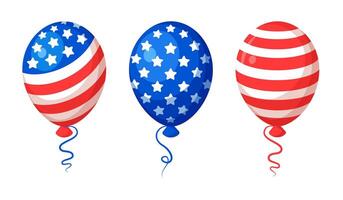 American balloons set isolated on white background n cartoon style vector