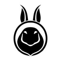 rabbit head cartoon icon illustration graphic design in black and white vector