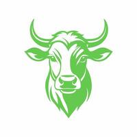 estilizado verde toro cabeza en un blanco antecedentes vector