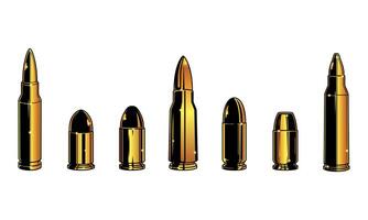 Set collections of retro metallic gold bullets. Clip art illustration vector