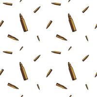 Repeated bullets, gold ammunition seamless pattern background. vector