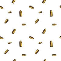 Repeated bullets, gold ammunition seamless pattern background. vector
