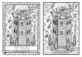 el tarot tarjeta, mano dibujado grabado ilustración, místico y esotérico concepto vector
