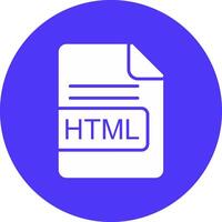 HTML File Format Glyph Multi Circle Icon vector