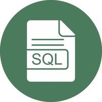 sql archivo formato glifo multi circulo icono vector