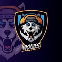 esports logo frio y único animal Lobos vector