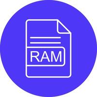 RAM archivo formato línea multi circulo icono vector