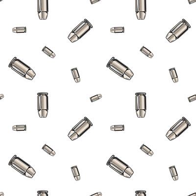 Metallic chrome bullets pattern. Seamless background design.