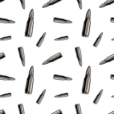 Metallic chrome bullets pattern. Repeated seamless background texture.