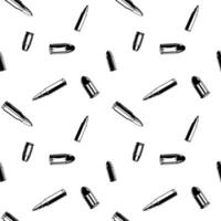 black and white seamless pattern with bullet ammo. vector