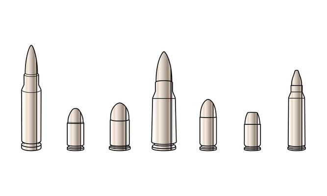 Set collections of retro metallic chrome bullets. Clip art illustration