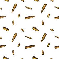 Repeated bullets, gold ammunition seamless pattern background. vector