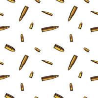 Repeated bullets, gold ammunition seamless pattern background. vector