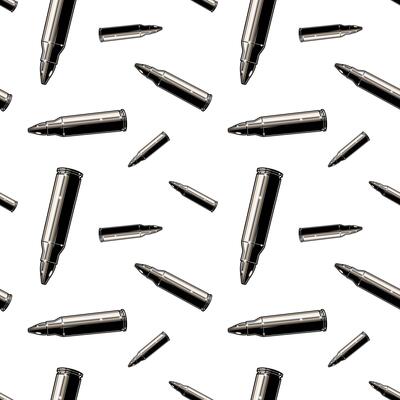 Metallic chrome bullets pattern. Repeated seamless background texture.