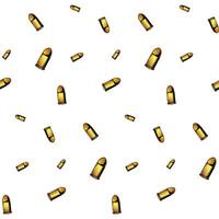 Repeated bullets, gold ammunition seamless pattern background. vector