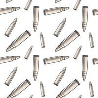 Metallic bullets illustration. Seamless pattern background for shooting or army concept. vector