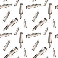 Metallic bullets illustration. Seamless pattern background for shooting or army concept. vector