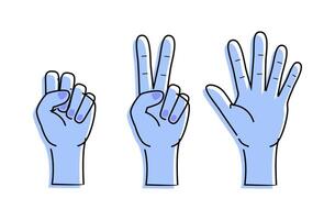 Rock, scissors, paper hand gesture. collection line icons, set of simple game vector