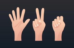 Rock, scissors, paper hand gesture. collection line icons, set of simple game vector