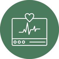 ecg monitor línea multi circulo icono vector