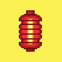 Japanese lantern in pixel art style vector