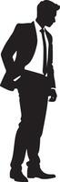Business man standing pose silhouette vector