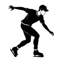 a man skating black color silhouette vector