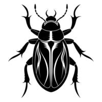 beetle insect black color silhouette vector