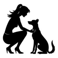 un mujer con perro ilustración vector