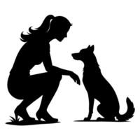 un mujer con perro ilustración vector