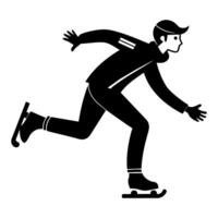 un hombre Patinaje negro color silueta vector