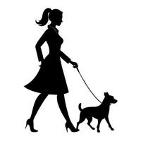 un mujer con perro ilustración vector