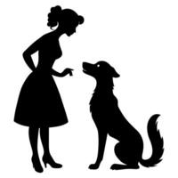 un mujer con perro ilustración vector