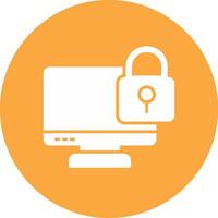 Locked Computer Glyph Multi Circle Icon vector