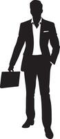 Business man standing pose silhouette vector