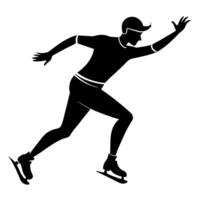 a man skating black color silhouette vector