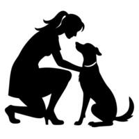 un mujer con perro ilustración vector