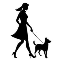 un mujer con perro ilustración vector