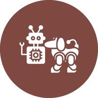 Robot Glyph Multi Circle Icon vector