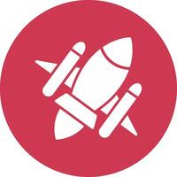 Rocket Ship Glyph Multi Circle Icon vector