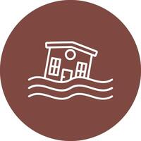 Flooded House Line Multi Circle Icon vector