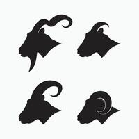 side face of sheep, goat, billy goat, angora goat set - mammal, animal icon vector