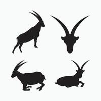 san clemente island goat silhouette set - goat, sheep, lamb logo emblem or button icon silhouette - mammal, animal icon vector