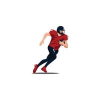 flat illustration - men running fast with the ball when playing rugby - cartoon style vector