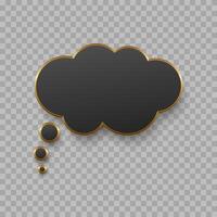 black blank speech bubble with golden edge on dark background. vector