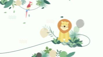 Kinder Zoo mit Tier Karikatur Einleitung, ein Karikatur Elefant und Affe sind im das Urwald video
