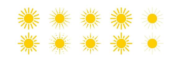 Icons of different sun rays. vector